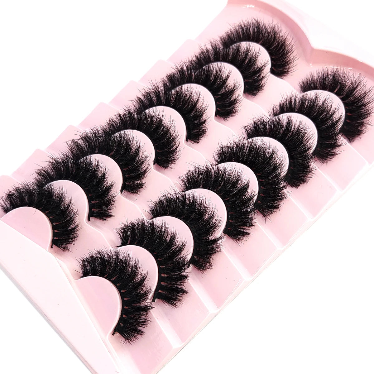 HBZGTLAD 5/8 Pairs of Natural Russian Striped Mink Lashes 3D False Lashes Volume Wavy False Lashes Eyelash Extensions Makeup