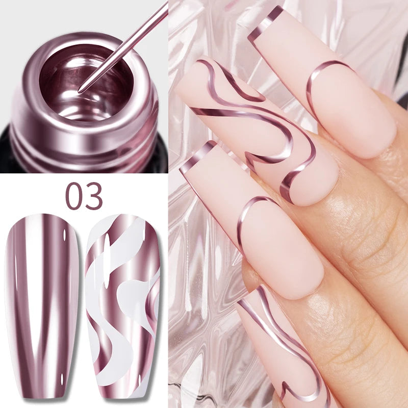 AWStorG 5ML Super Silver Metallic Gel Nail Polish Metal Effect Painting Gel Chromes Varnis Semi Permanent for Nail DIY