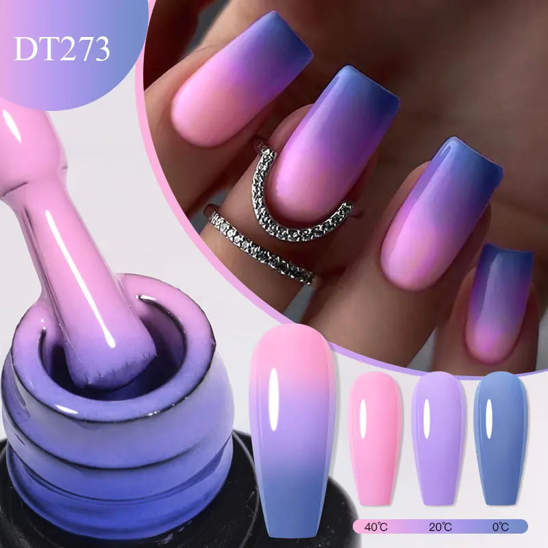 MEET ACROSS 7ml Thermal Gel Nail Polish Ultra-thin 3 Layers Temperature Changing Soak Off Nail Art Gel Varnish For Manicure