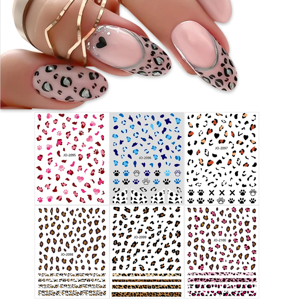 3/6/12 Sheets Leopard Nail Art Stickers Set – Self-Adhesive Animal Nail Decals for DIY Manicure, Cheetah Paw Nail Decorations