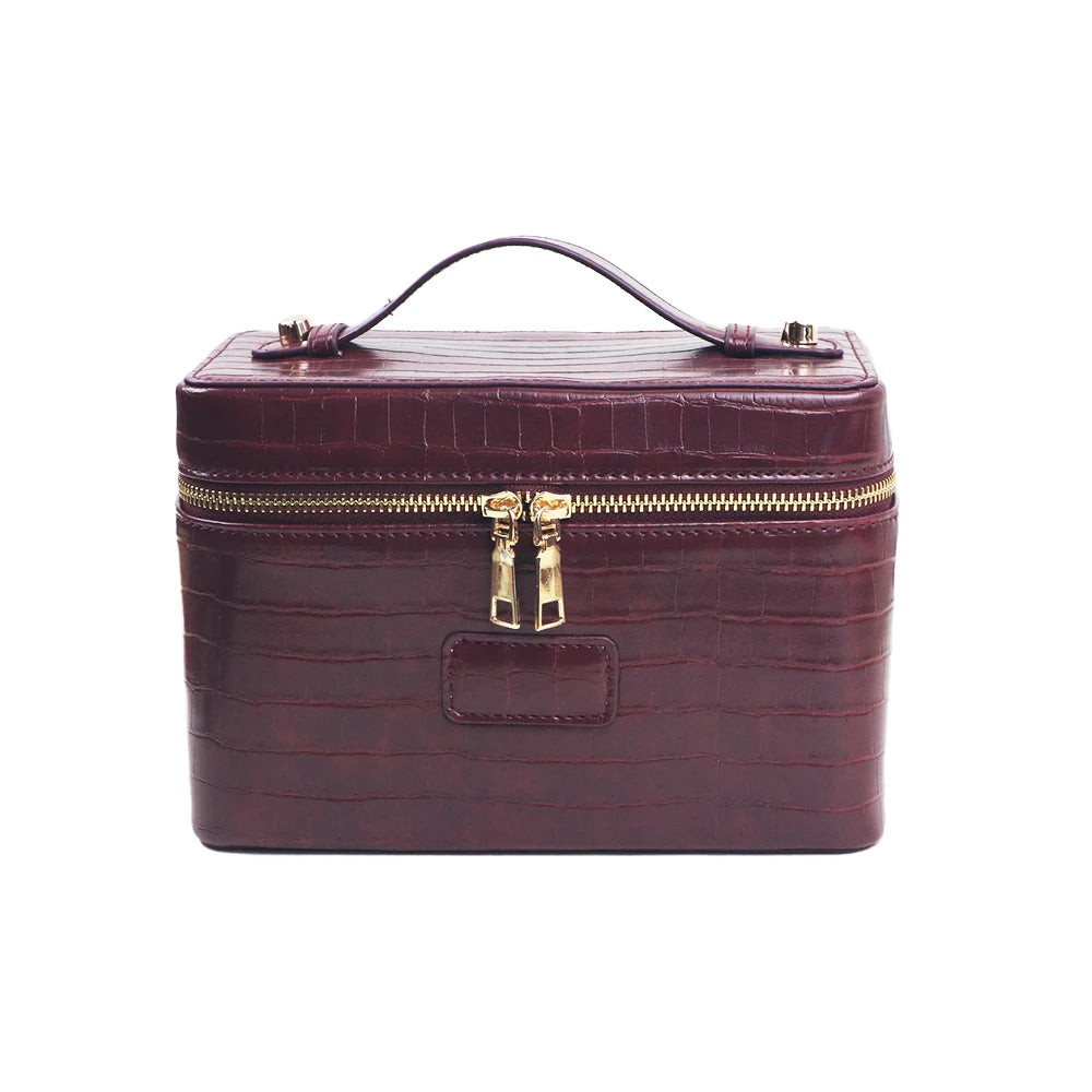 pu leather cosmetic bag with zoned storage and large capacity toiletry bag for autumn and winter new products