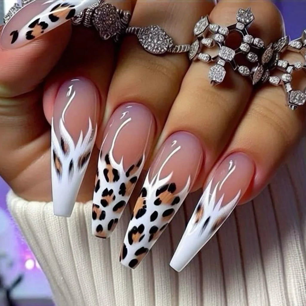 24 pieces of short square fake nails, featuring a halo dyed gradient heart and a colorful French design in European and American