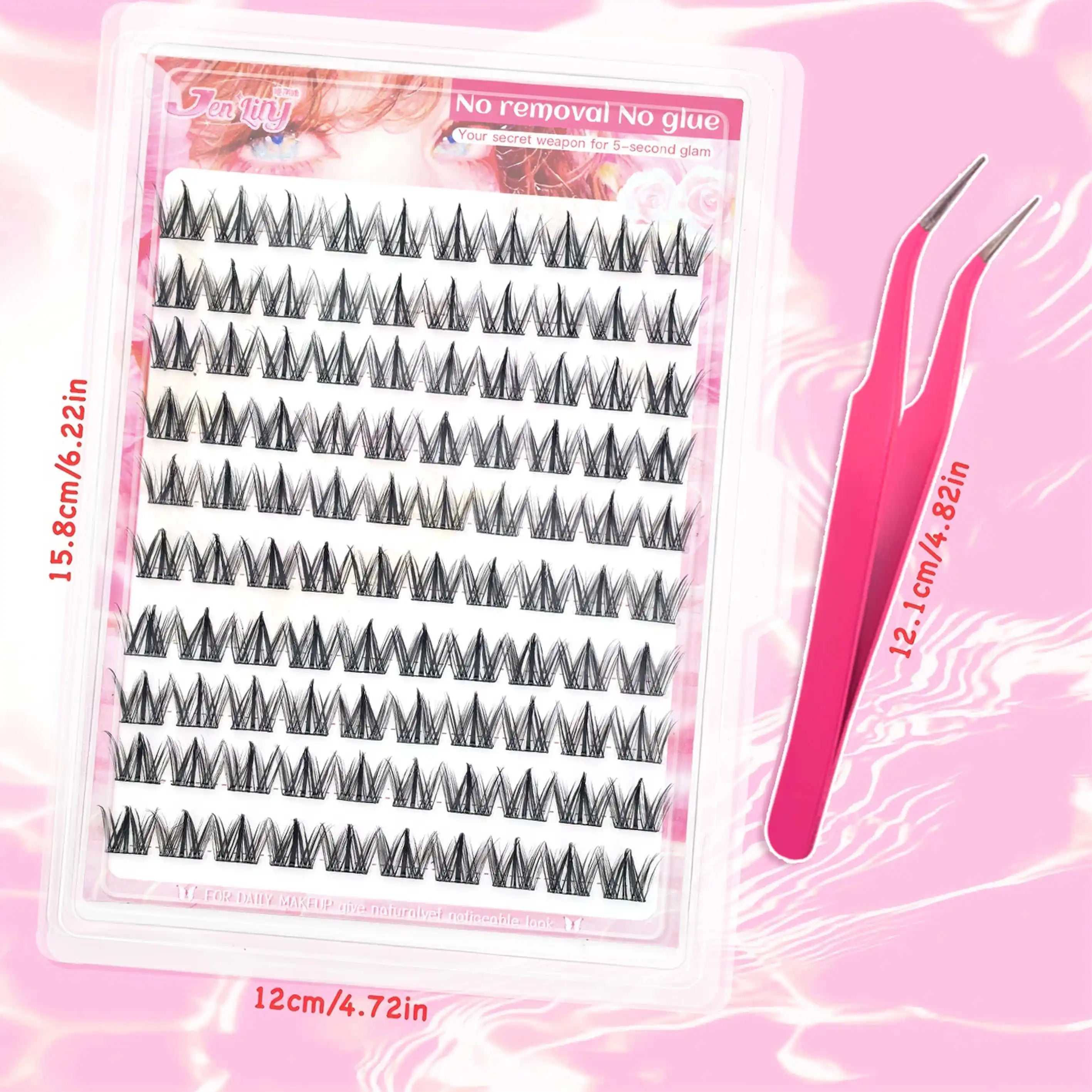Korean-Style False Lash Extension Kit: 100 Self-Stick Clusters, Super Soft & Natural-Looking for Hassle-Free Daily Wear!