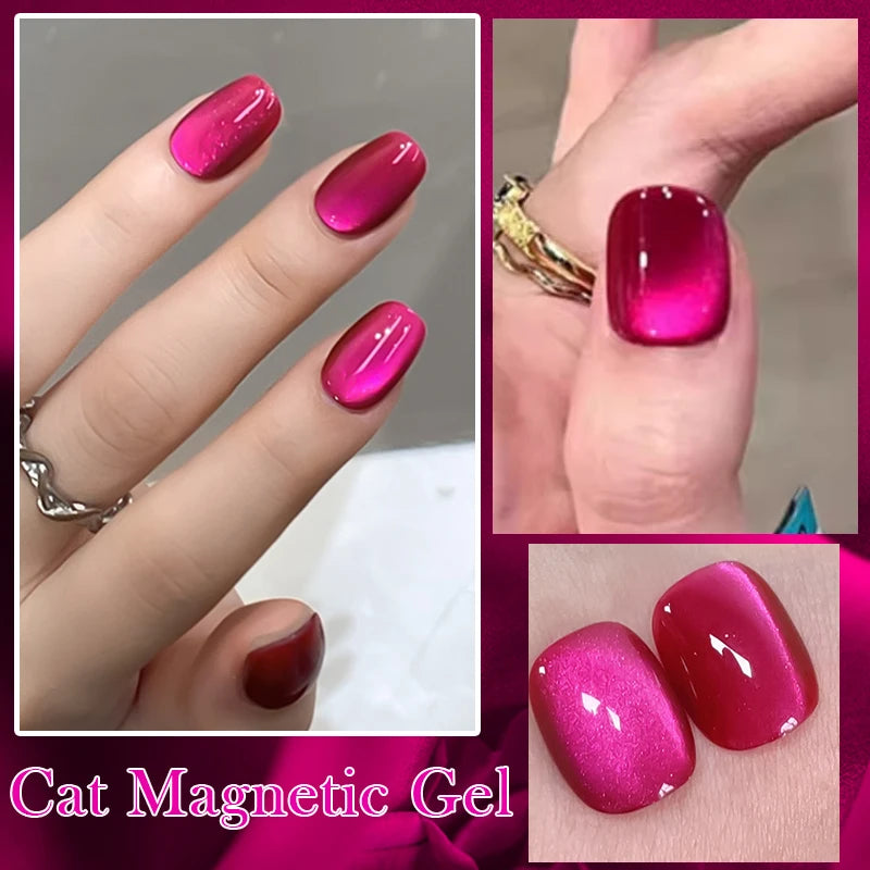 BORN PRETTY 10ml Dark Red Cat Magnetic Gel Nail Polish for Winter Nails DIY Jelly Glass Silver-Light Varnis Semi Permanent