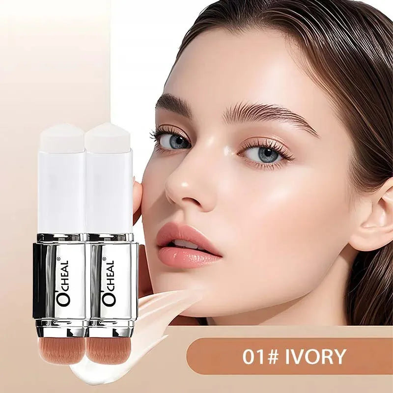 2-in-1 Temperature Changing Foundation Stick Facial Coverage Blemishes Pores Double-Headed Face Matte Foundation Cream Makeup
