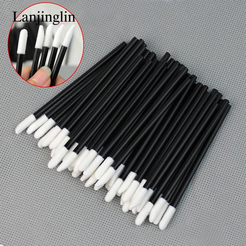 Lanjinglin 50/100 Pieces Lip Brushes Lipstick Testers Wands Applicators for Makeup Lip Brushes Makeup Beauty Tool