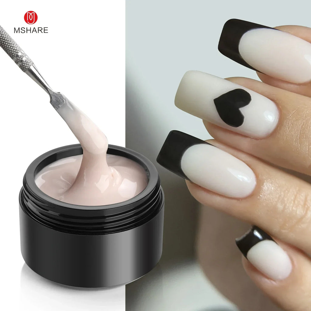 MSHARE 50ml Natural Nails Gel Builder Nalil Tpo Free Self Leveling Gel for Nail Extension Construction Pink Shade UV Led Gel