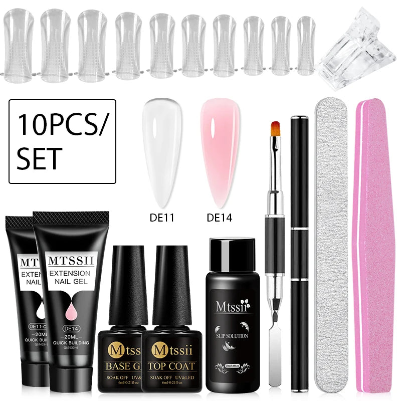 Mtssii 17PCS/Set 20ml Nail Extension Gel Set Builder UV Gel for Nails With 6W UV LED Lamp Nail Extension Tools Kit For Beginner