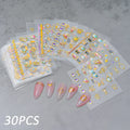 30Pcs Gold Edge Moon Heart Nail Sticker Self-Adhesive Luxury Metallic Zodiac Nail Decal Sliders Manicure Tips Nail Decoration