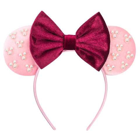 Disney Mickey 3.3"Velvet Ears Headband For Girls Soft Bow Hairband Halloween Festival Party Christmas DIY Hair Accessories