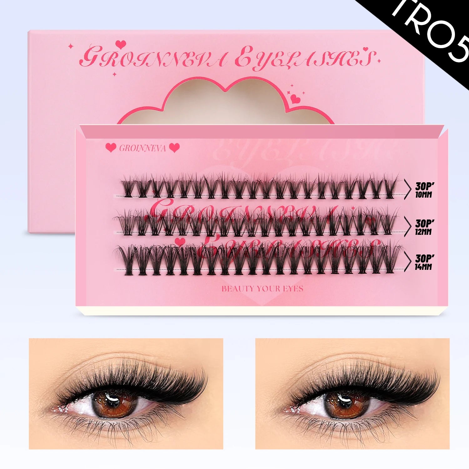 Lasvirey DIY Lashes Kit Fluffy Lash Clusters Kit Mixed Individual Eyelashes with Bottom Lashes Extension Cluster Lashes Makeup