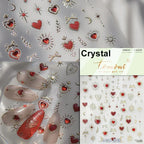 5D Gradient Love Gem Glitter Love Heart Colorful Cat's Eye Rhinestone Soft Self Adhesive Nail Art Stickers Shiny Manicure Decals