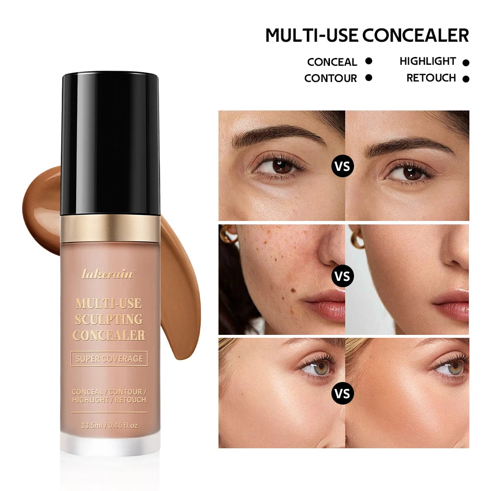 Long-lasting Coverage Concealer Matte Foundation Multi-Use Cream Oil Free Highlight and Retouch Face Makeup Products for Women