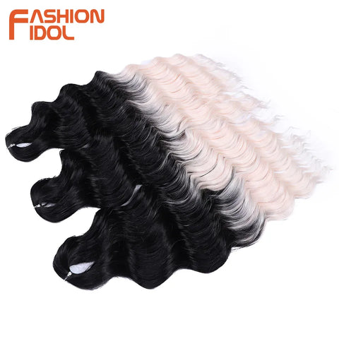Anna Hair Synthetic Loose Deep Wave Braiding Hair Extensions 24 Inch Water Wave Braid Hair Ombre Blonde Twist Crochet Curly Hair