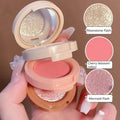 3 In 1 Blush Highlighter Palette Three-Layer All-In-One Powder Palette Pearly Blush Shiny Eyeshadow