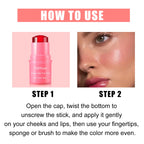 3 In1 Cheek Lip Eye Blush Stick Moisturizing Brightening Water Jelly Tint Matte Contour Long Lasting for Daily Makeup All Skin