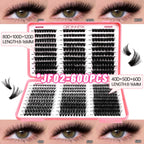 GROINNEYA Lashes Cluster DIY Lash Extension Mixed Tray Clusters Eyelashes Fluffy Volume Individual Lashes Cat Eye Lash Extension