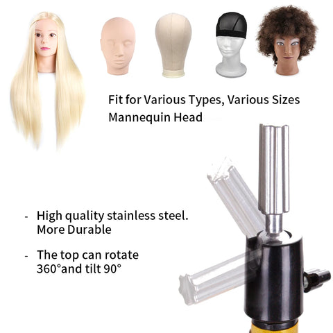 55Inch Mannequin Head Stand Adjustable Heavy Duty Wig Stand Tripod For Cosmetology Hairdressing Training Head Stand With Tray