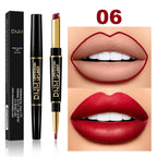 2 In 1 Matte Lipstick Pencil Double Head Lip Liner Pen Red Nude Long Lasting Waterproof Lady Charming Lip Pencil Makeup Tools