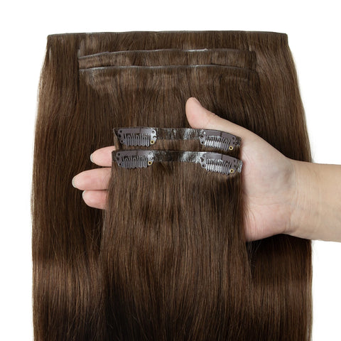 Invisible Thick PU Clip In Human Hair Extensions Seamless PU Weft Tape Clip on Hair For Thick Raw Hair 7PCS 12-24inch 100G-120G