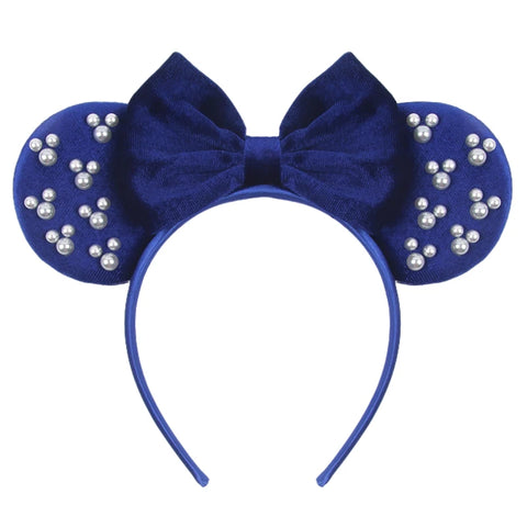 Disney Mickey 3.3"Velvet Ears Headband For Girls Soft Bow Hairband Halloween Festival Party Christmas DIY Hair Accessories