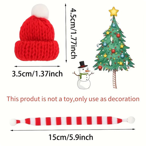 20pcs, Mini Christmas Hat And Scarf Set, Mini Christmas Knit Hat, Santa Hat Small For Christmas Wine Bottle Cover