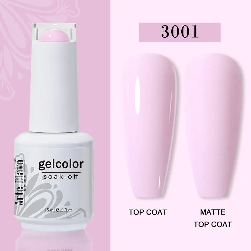 Arte Clavo Transparent Nude Pink Color Jelly Gel Nail Polish Semi Permanent 15ml Top Coat Soak Off UVLED Varnish Nail Art Design