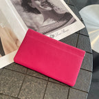Custom Letters  Ladies Genuine Leather Ultra-thin New Minimalist Long Wallet With Automatic Closure makeup Lipstick Storage Bag