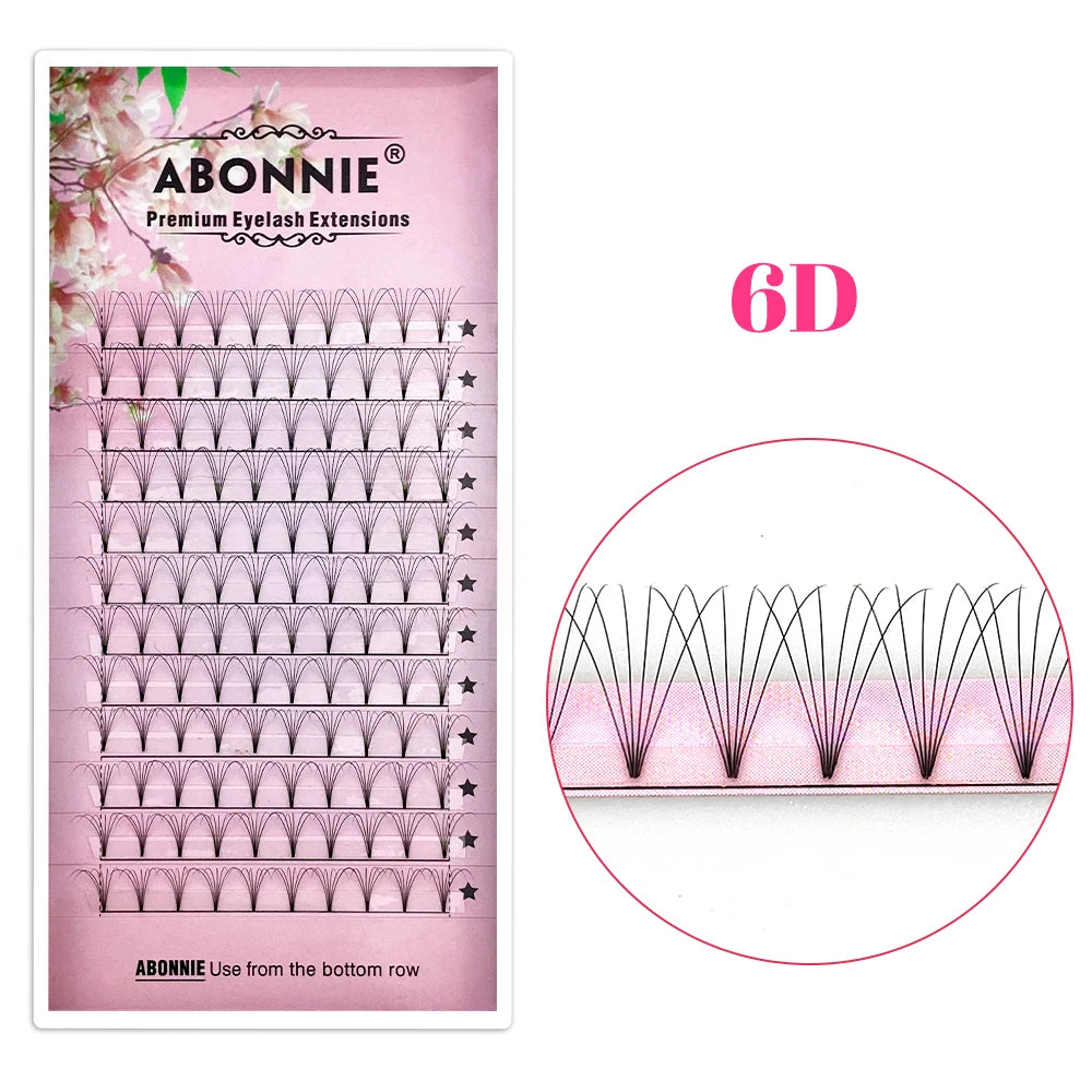 ABONNIE Premade Volume Fans Short Stem 3d/4d/5d/6d Russian  Eyelash Extension Mink Eyelash Extension All Size Lashes Tray