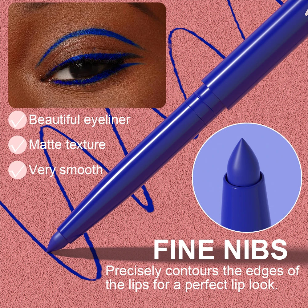 Waterproof Matte Blue Eyeliner Gel Pencil Ultra-fine Smooth Quick Dry Non-Smudge Easy Wear Black Brown White Eyeliner Pen Makeup