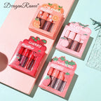 Mini Velvet Matte Lip Gloss Set, 3pc/4pcs Non-Fading, Non-Stick Cup, Long-Lasting Fruit Scented Lip Tint, Smooth and Lightweight