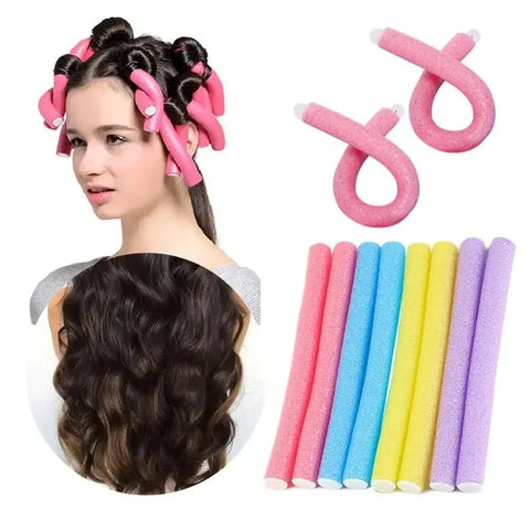 Flexible Hair Curling Rod Hair Curler Makers 10pcs Soft Foam Bendy Twist Curls Flexible Roller Styling Tools No Heat Hair Roller