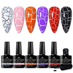 6pc Crackle Gel Nail Polish Set Quick Dry Nail Supplies Varnishes Hybrid Semi Permanent Soak Off Manicure for Nails Design