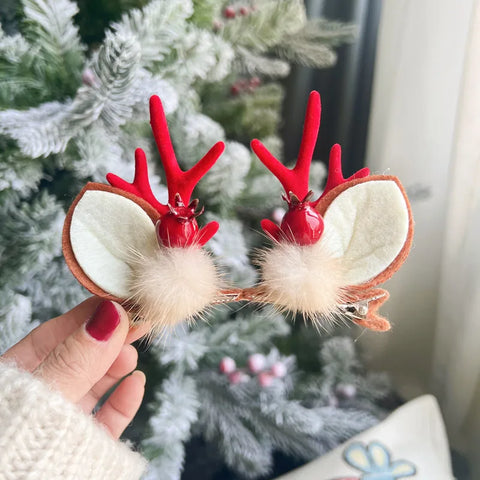 Christmas Hair Clips for Women Girls Antler Deer Ear Hairpin Hairgrips Kids New Year Barrettes Hair Accessories Jewelry