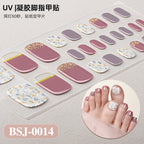 26Tips French Leopard Print UV Gel Toenail Sticker Bronzing Dye Gradient Cross-border Semi Baked Gel Nail Sticker UV Lamp Needed