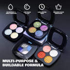CHARMACY 4 Colors Duochrome Eyeshadow Palette Vegan Shimmer Multichrome Long-lasting Eye Shadow Cosmetic Makeup for Women