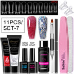Poly Nail Gel Set for Extension Nails, Long Lasting, Natural-looking, Strong Builder Enhancement for Salon Manicure DIY at Home