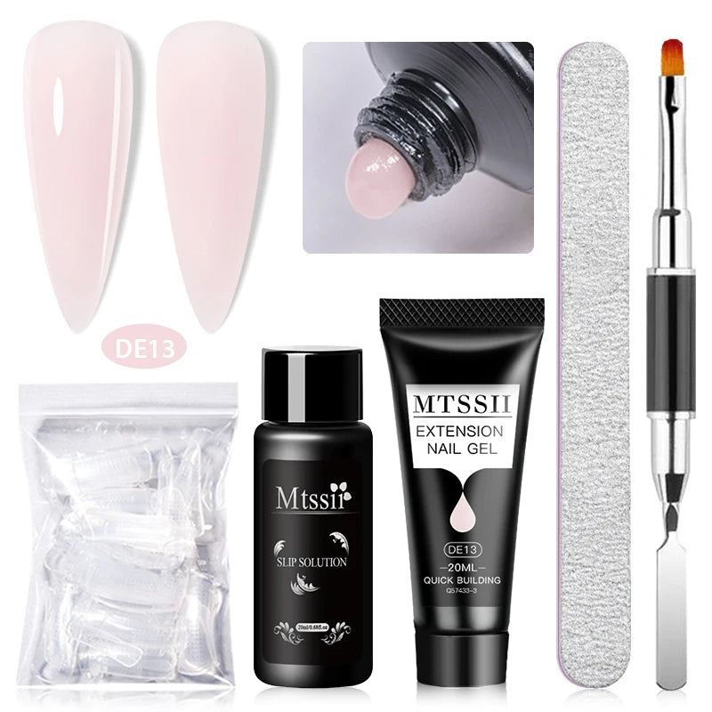 Mtssii 17PCS/Set 20ml Nail Extension Gel Set Builder UV Gel for Nails With 6W UV LED Lamp Nail Extension Tools Kit For Beginner