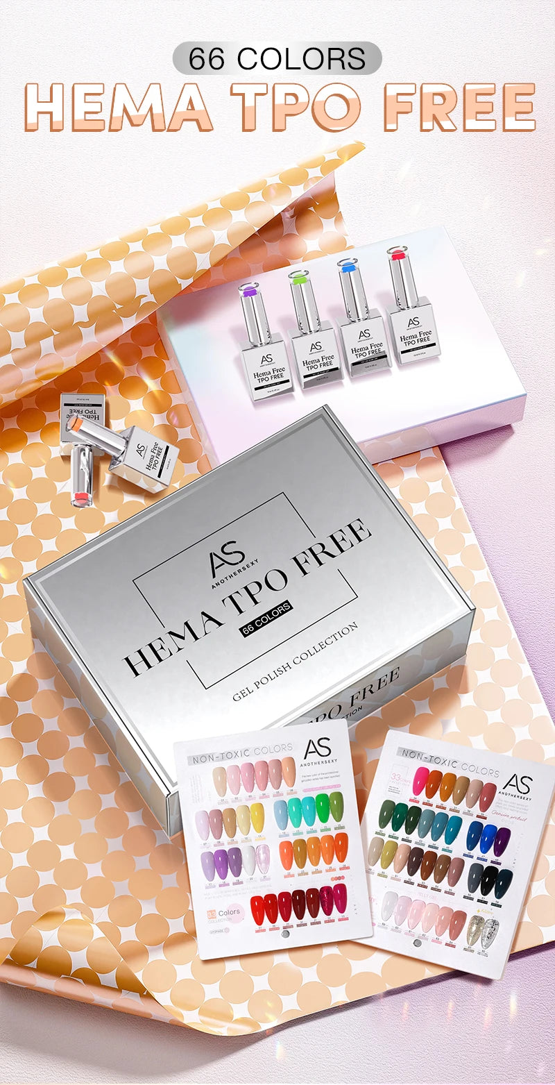 AS 6pcs Color Nail Gel Polish Kit Jelly Pink TPO FREE HEMA FREE Self Leveling Nude Natural Pink Nail Varnish Manicure Set