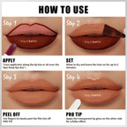 QIC Waterproof Lip Liner Peel Off Tattoo Lipgloss Long Lasting Matte Lip Tint Brown Contour Tear-off Lips Stain Cosmetic