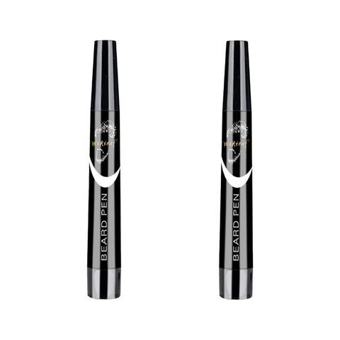 Multi-Pack Bundle Beard Pen Black Kit Barber Styling Pencil with Brush Natural Finish Cover Facial Hair Patches Tool