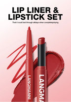 Integrated waterproof lipliner+lipstick lipstick lipstick set,no smudge,no fade,no cup,durable,easy to create a perfect makeup!