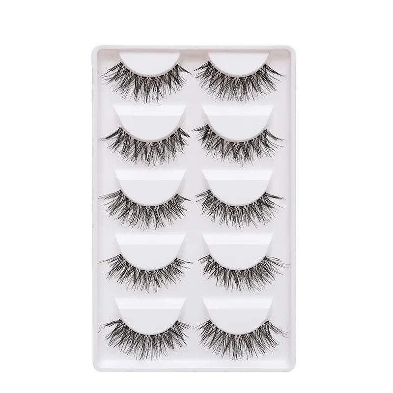Natural Long Cosplay Makeup Cross Strip False Eyelashes Black Eye Lashes and Cat Eye Lashes 5pairs Mink Eyelashes Faux Cilios