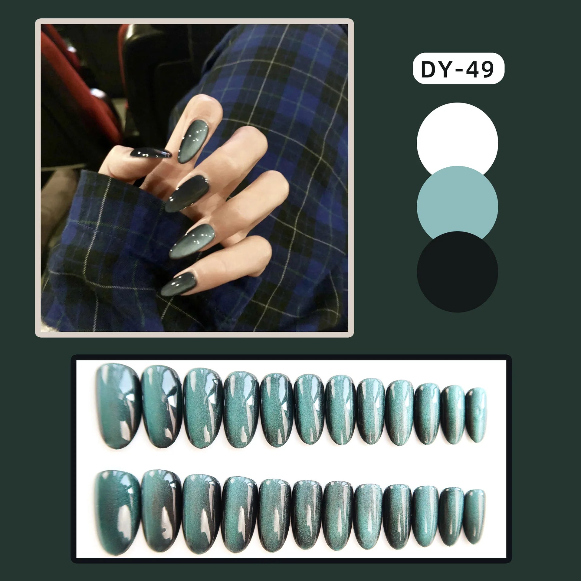 Red Cat Eye Fake Nails Coffin Head Shiny Korean False Nail Tips for Girl Lady Gifts Wearable Gradient Color Press on Nails 24pcs
