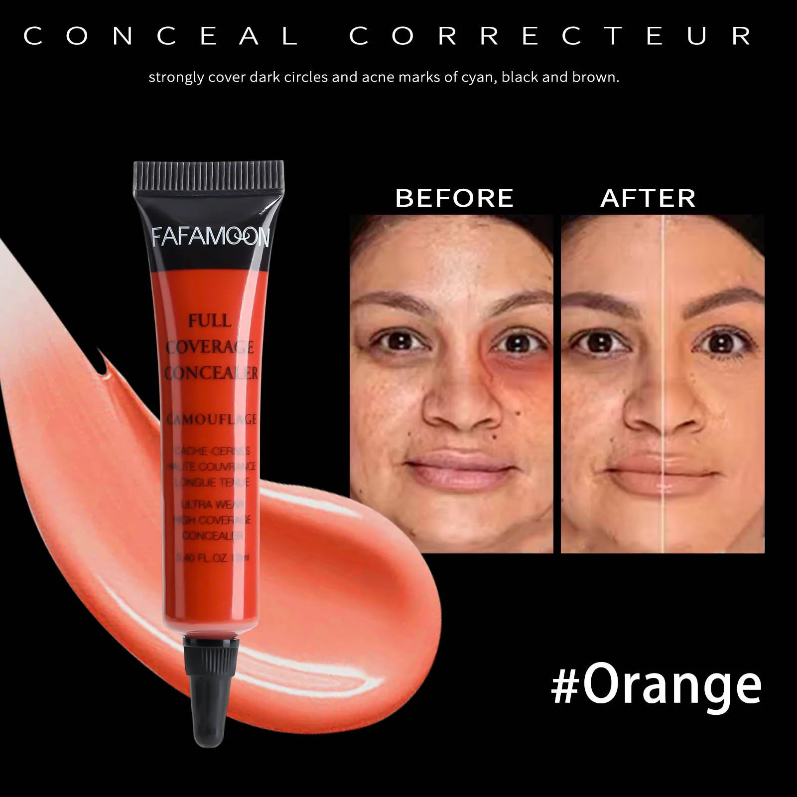 Full Coverage Waterproof Liquid Concealer LongLasting Oil Control Green Purple Orange Contour Matte Nude Facial Concealer Makeup