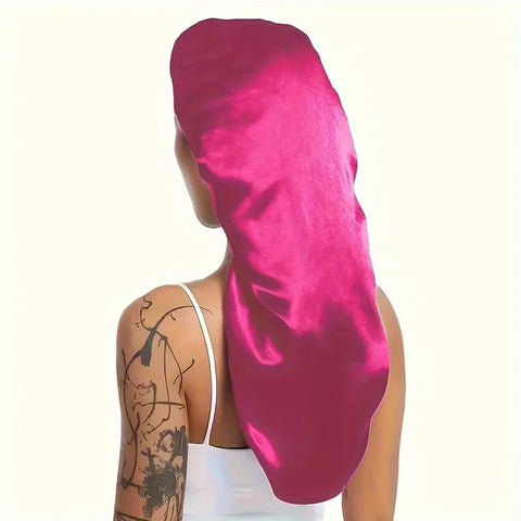 Silky Long Bonnet For Sleeping Solid Color Night Cap For Women Hair Care Tools For Sleeping In Overnight