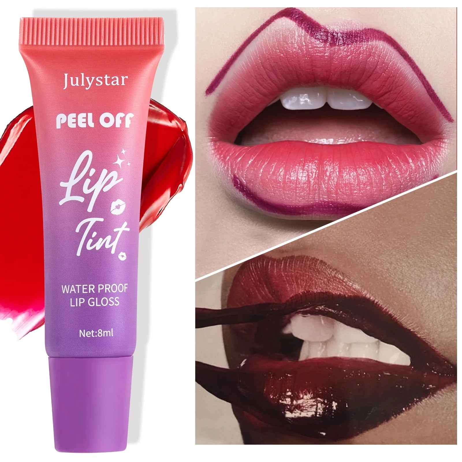 Peel-Off Matte Lip Tint – Fruity Scented Waterproof Lip Stain, Long-Lasting Color with Matte Finish, Non-Fading Lip Makeup