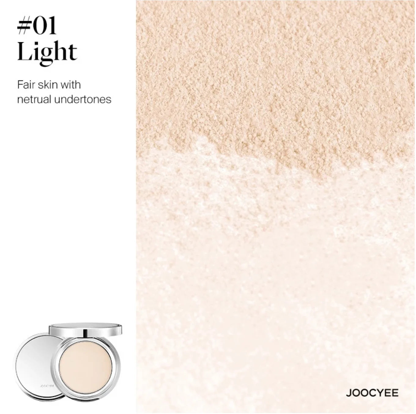 JOOCYEE Skin-melting Pressed Powder SILKY SOFT POWDER FOUNDATION Silver Bow Limited Edition Long-lasting Natural Makeup