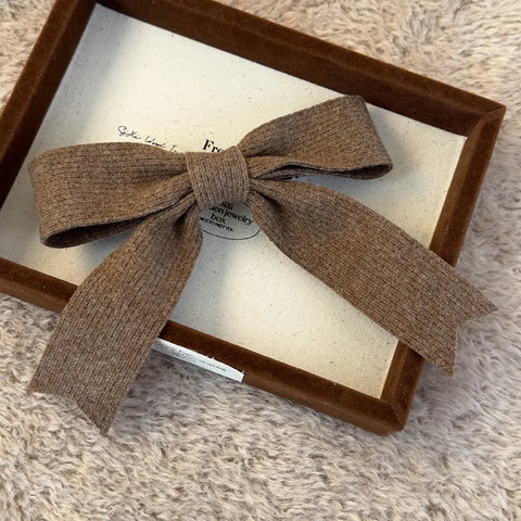 Autumn Winter Knitted Woolen Bow Hair Clips Spring Clips Womans Retro Temperament Barrettes Female Party Hairpins Hair Decorate