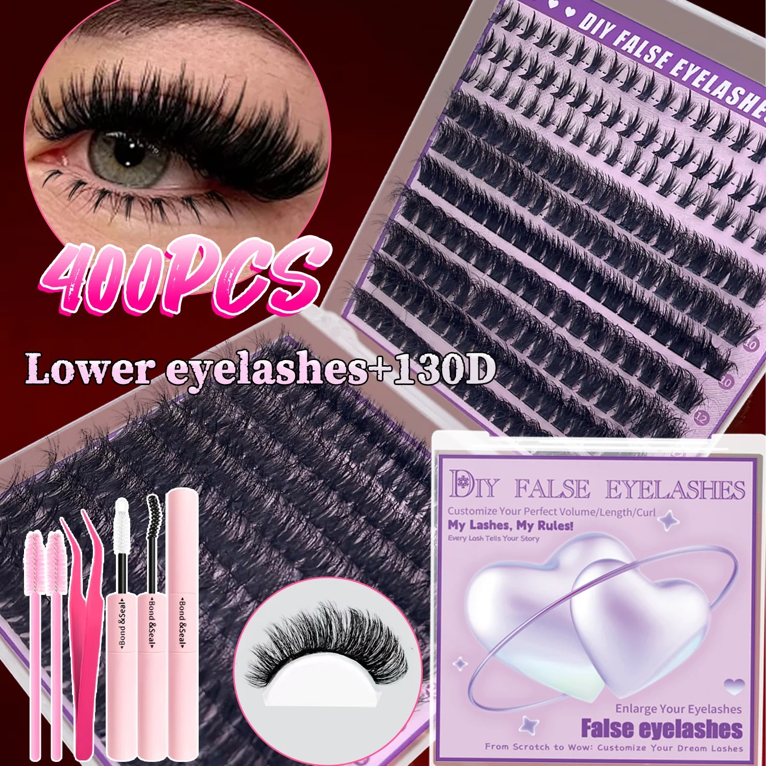 170/400/402/800PCS Eyelash Cluster Kit Multiple Combination From Natural to Dense Mixed Density Daily Makeup Party & Dramatic
